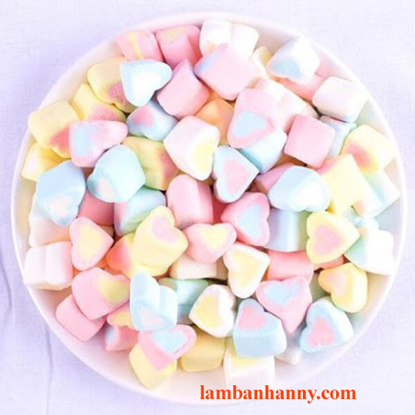 kẹo marshmallow tim nhiều màu 4