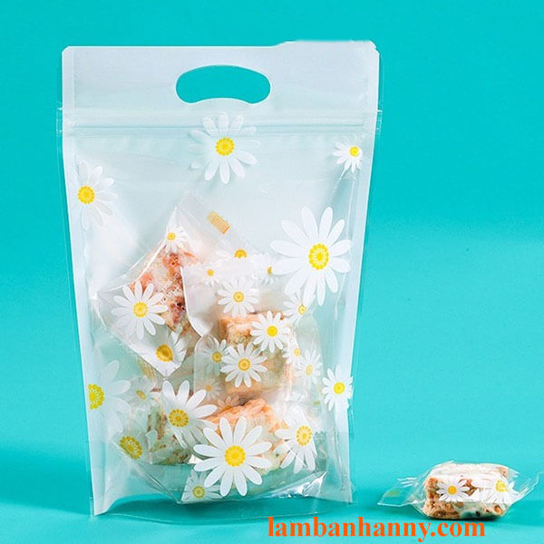Túi Zíp đựng bánh kẹo hoa cúc trắng 300g - Lốc 50 cái 1