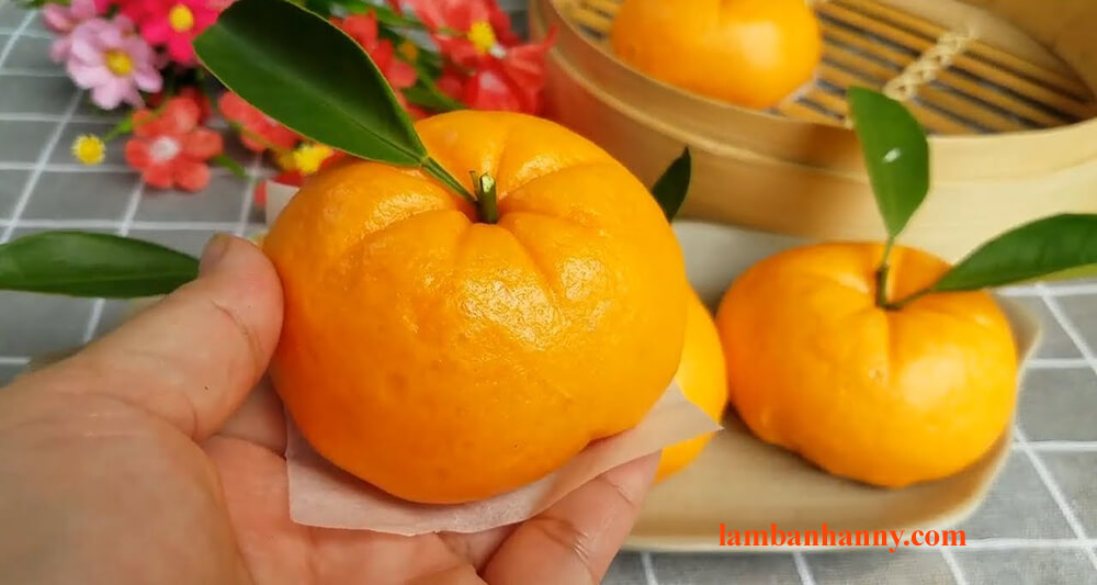 Cách làm bánh bao tạo hình quả cam hot hit