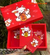 Hộp quà Tết Đỏ mèo thần tài size đại – đựng 3 hũ 1000ml